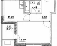 1-комнатная квартира площадью 40.84 кв.м, Лазоревый пр., 3 | цена 9 045 324 руб. | www.metrprice.ru