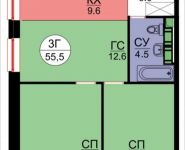 3-комнатная квартира площадью 55.5 кв.м, Авангардная, корп.5 | цена 6 993 000 руб. | www.metrprice.ru