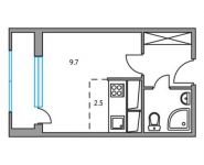 1-комнатная квартира площадью 21.3 кв.м,  | цена 2 301 300 руб. | www.metrprice.ru