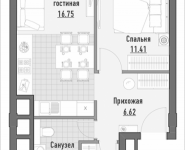 1-комнатная квартира площадью 41.96 кв.м, 1-я Ямская, 2 | цена 12 450 000 руб. | www.metrprice.ru