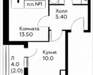 1-комнатная квартира площадью 35.3 кв.м, д.Столбово, уч.40/2, корп.6 | цена 3 482 345 руб. | www.metrprice.ru