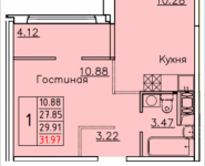 1-комнатная квартира площадью 31.97 кв.м, деревня Лопатино, 18 | цена 2 257 812 руб. | www.metrprice.ru