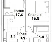 1-комнатная квартира площадью 47 кв.м, Шелепихинская набережная, влд 34, корп.6 | цена 10 034 720 руб. | www.metrprice.ru