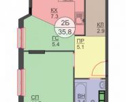 2-комнатная квартира площадью 35 кв.м, Авангардная улица, к7 | цена 3 401 000 руб. | www.metrprice.ru