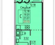 1-комнатная квартира площадью 23.1 кв.м,  | цена 1 977 615 руб. | www.metrprice.ru