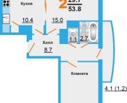 2-комнатная квартира площадью 53.8 кв.м, проезд Речной, д.28к5 | цена 3 281 800 руб. | www.metrprice.ru