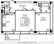 2-комнатная квартира площадью 50.6 кв.м, Просвещения, 12 | цена 2 798 660 руб. | www.metrprice.ru