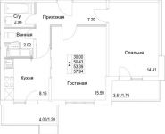 2-комнатная квартира площадью 53.39 кв.м, 2-я Муравская | цена 7 588 213 руб. | www.metrprice.ru