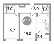 2-комнатная квартира площадью 62 кв.м, улица Кирова, 12 | цена 8 224 472 руб. | www.metrprice.ru