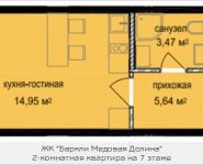 2-комнатная квартира площадью 27.95 кв.м, жилой комплекс Баркли Медовая Долина, к5 | цена 3 049 611 руб. | www.metrprice.ru