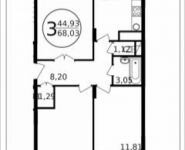 3-комнатная квартира площадью 68 кв.м, Просвещения ул., 13К1 | цена 5 238 310 руб. | www.metrprice.ru