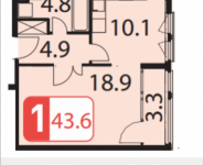 1-комнатная квартира площадью 43.8 кв.м, Ивановская, 7, корп.10 | цена 3 677 010 руб. | www.metrprice.ru
