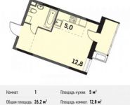 1-комнатная квартира площадью 26.2 кв.м, Осташковское ш., ДВЛ48 | цена 2 173 604 руб. | www.metrprice.ru