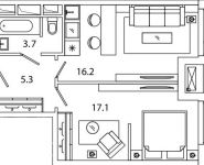 1-комнатная квартира площадью 42.34 кв.м, Рязанский проспект, д.влд 2 | цена 8 327 812 руб. | www.metrprice.ru