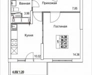 1-комнатная квартира площадью 40 кв.м, Муравская 2-я ул. | цена 4 231 507 руб. | www.metrprice.ru