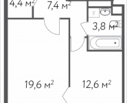 1-комнатная квартира площадью 47.8 кв.м, Вешняковская | цена 7 504 600 руб. | www.metrprice.ru