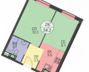 2-комнатная квартира площадью 34 кв.м, Авангардная ул., К7 | цена 3 249 000 руб. | www.metrprice.ru