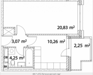 1-комнатная квартира площадью 40.66 кв.м, Лазоревый пр., 3, корп.7 | цена 9 510 577 руб. | www.metrprice.ru