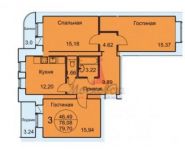 3-комнатная квартира площадью 79 кв.м, Колхозная ул., 55 | цена 4 559 659 руб. | www.metrprice.ru