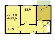 2-комнатная квартира площадью 58 кв.м, Авиационная улица, д.13 | цена 13 700 000 руб. | www.metrprice.ru