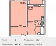 1-комнатная квартира площадью 43.9 кв.м, Героев пр-т, 8 | цена 3 273 600 руб. | www.metrprice.ru