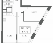 2-комнатная квартира площадью 57.71 кв.м, Мякининское шоссе, 2 | цена 5 672 893 руб. | www.metrprice.ru