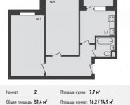 2-комнатная квартира площадью 51.4 кв.м, Белокаменное ш. | цена 4 831 600 руб. | www.metrprice.ru