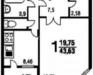 1-комнатная квартира площадью 43 кв.м, проспект Победы, 4 | цена 4 399 000 руб. | www.metrprice.ru