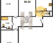 3-комнатная квартира площадью 86.3 кв.м, Производственная улица, 6 | цена 9 464 870 руб. | www.metrprice.ru