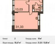 2-комнатная квартира площадью 55.7 кв.м, улица Козлова, 34 | цена 7 529 758 руб. | www.metrprice.ru