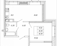 1-комнатная квартира площадью 36.9 кв.м, Дружбы, 36, корп.36 | цена 3 892 950 руб. | www.metrprice.ru