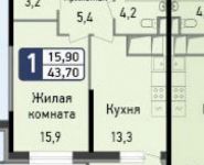1-комнатная квартира площадью 43.7 кв.м, бульвар Маршала Рокоссовского, 6к1А | цена 3 086 750 руб. | www.metrprice.ru