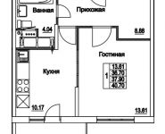 1-комнатная квартира площадью 37.9 кв.м, 2-я Муравская | цена 5 138 330 руб. | www.metrprice.ru