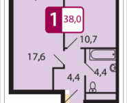 1-комнатная квартира площадью 38 кв.м, Северный Квартал, 1 | цена 2 584 000 руб. | www.metrprice.ru