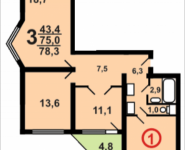 3-комнатная квартира площадью 79.3 кв.м, Верхняя улица, 22, корп.10 | цена 6 344 000 руб. | www.metrprice.ru