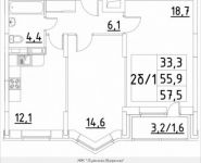 2-комнатная квартира площадью 57.5 кв.м, Строителей ул. | цена 3 220 000 руб. | www.metrprice.ru