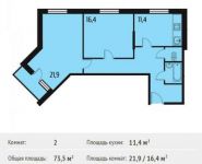 2-комнатная квартира площадью 73.5 кв.м, Кончасть п, 47 | цена 4 286 250 руб. | www.metrprice.ru