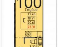 1-комнатная квартира площадью 22 кв.м,  | цена 1 885 195 руб. | www.metrprice.ru