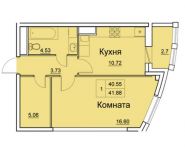 1-комнатная квартира площадью 41.88 кв.м, Ярославское ш, 141 | цена 3 266 640 руб. | www.metrprice.ru