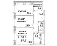 2-комнатная квартира площадью 67.7 кв.м, улица Архитектора Щусева, 2к1 | цена 15 526 200 руб. | www.metrprice.ru