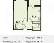 1-комнатная квартира площадью 43.6 кв.м, Ситникова ул., 1 | цена 3 771 400 руб. | www.metrprice.ru