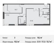 3-комнатная квартира площадью 92.5 кв.м, Докучаев пер., 2 | цена 20 535 000 руб. | www.metrprice.ru