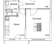 1-комнатная квартира площадью 40.69 кв.м, улица Муравская 2-я, д.25 | цена 4 651 488 руб. | www.metrprice.ru