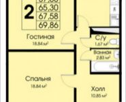 2-комнатная квартира площадью 69 кв.м в Жилой дом "Голицын Парк 2", Можайское ш, 3 | цена 4 121 740 руб. | www.metrprice.ru