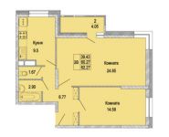2-комнатная квартира площадью 60.27 кв.м, Чехова ул, 1 | цена 3 431 077 руб. | www.metrprice.ru