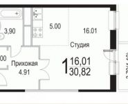 1-комнатная квартира площадью 30.8 кв.м, Барышевская Роща ул. | цена 3 136 480 руб. | www.metrprice.ru