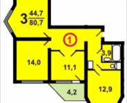 3-комнатная квартира площадью 80.2 кв.м, Ленина, корп.21 | цена 5 243 395 руб. | www.metrprice.ru