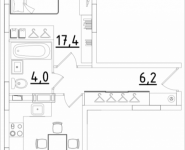 1-комнатная квартира площадью 38.5 кв.м, Строителей, корп.3 | цена 2 136 750 руб. | www.metrprice.ru