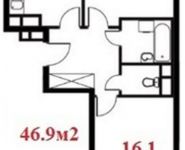 2-комнатная квартира площадью 46.9 кв.м, ул Старокачаловская, д. 3 | цена 3 455 000 руб. | www.metrprice.ru