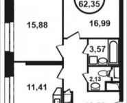 2-комнатная квартира площадью 62.3 кв.м, Петра Алексеева ул., 12АС2 | цена 8 715 096 руб. | www.metrprice.ru